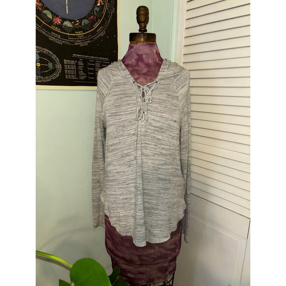 American Eagle Soft & Sexy Grey Lace Up Long Sleeve Hoodie- L - Picture 2 of 6